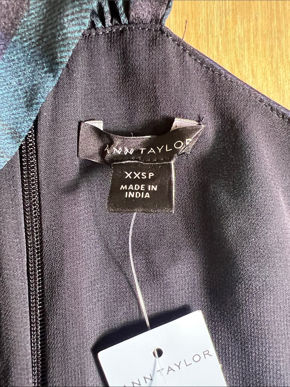 Ann Taylor Navy and Teal Plaid Halter Top size XXSP - Picture 2 of 7